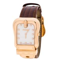 Pre Owned Fendi Mother Of Pearl Rose Gold Tone B. Fendi Women's Wristwatch 32MM