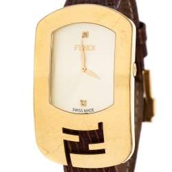 Pre Owned Fendi Yellow Gold Plated Steel Diamond Chameleon 30000M Women's Wristwatch 29 mm