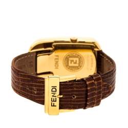 Pre Owned Fendi Yellow Gold Plated Steel Diamond Chameleon 30000M Women's Wristwatch 29 mm