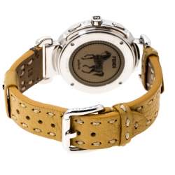 Pre Owned Fendi  Silver White Stainless Steel Selleria F89034H Women's Wristwatch 39 mm