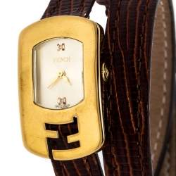 Pre Owned Fendi Yellow Gold Plated Stainless Steel Double Wrap 30000L Women's Wristwatch 18 mm