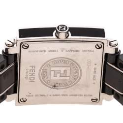 Pre Owned Fendi Black Ceramic Stainless Steel Quadro 6200L Women's Wristwatch 25 mm
