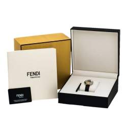 Pre Owned Fendi Mother Of Pearl Malachite Two Tone Stainless Steel Diamond Leather Policromia 51100S Women's Wristwatch 33 mm