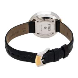 Pre Owned Fendi Mother Of Pearl Malachite Two Tone Stainless Steel Diamond Leather Policromia 51100S Women's Wristwatch 33 mm