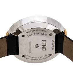 Pre Owned Fendi Mother Of Pearl Malachite Two Tone Stainless Steel Diamond Leather Policromia 51100S Women's Wristwatch 33 mm