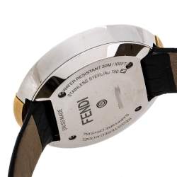 Pre Owned Fendi Mother Of Pearl Malachite Two Tone Stainless Steel Diamond Leather Policromia 51100S Women's Wristwatch 33 mm