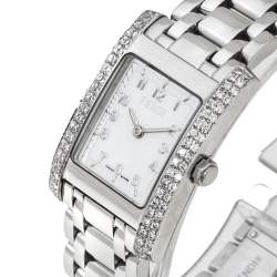 Pre Owned Fendi White Stainless Steel Diamond Orologi 7000L Women's Wristwatch 21 mm
