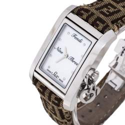 Pre Owned Fendi Mother Of Pearl Stainless Steel Canvas 7100M Women's Wristwatch 27 mm