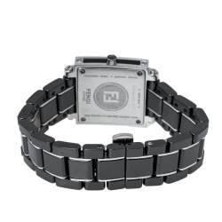 Pre Owned Fendi Black Ceramic and Stainless Steel Quadro 6200L Women's Wristwatch 25 mm
