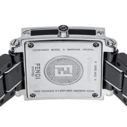 Pre Owned Fendi Black Ceramic and Stainless Steel Quadro 6200L Women's Wristwatch 25 mm