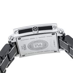 Pre Owned Fendi Black Ceramic and Stainless Steel Quadro 6200L Women's Wristwatch 25 mm