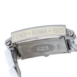 Pre Owned Fendi White Ceramic Stainless Steel Diamond Quadro 6200G Women's Wristwatch 30 mm