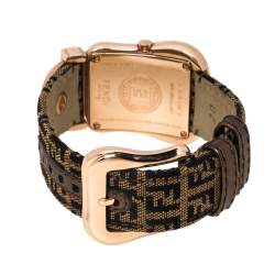 Pre Owned Fendi Mother of Pearl Gold Plated Stainless Steel and Canvas B.Fendi 3800G Women's Wristwatch 33 mm