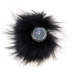Pre Owned Fendi Black Stainless Steel My Way Fur Glamy 35000M Women's Wristwatch 36 mm