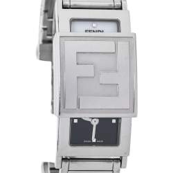 Pre Owned Fendi White/Black Stainless Steel Secret 5500L Women's Wristwatch 20 mm