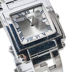 Pre Owned Fendi Silver Stainless Steel Quadro 6000G Women's Wristwatch 30 mm
