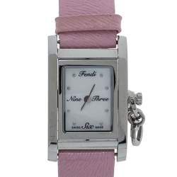 Pre Owned Fendi Mother of Pearl Leather Stainless Steel 7100L Women's Wristwatch 21 MM