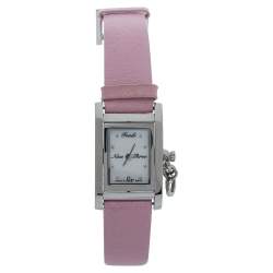 Pre Owned Fendi Mother of Pearl Leather Stainless Steel 7100L Women's Wristwatch 21 MM