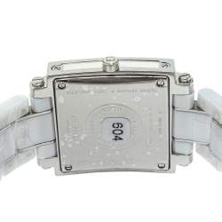 Pre Owned Fendi White Ceramic Stainless Steel Quadro F622140 Women's Wristwatch 30 mm