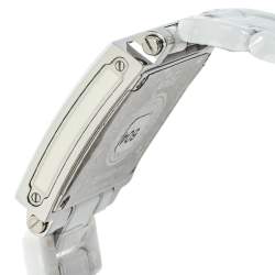 Pre Owned Fendi White Ceramic Stainless Steel Quadro F622140 Women's Wristwatch 30 mm