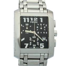 Pre Owned Fendi Black Stainless Steel Chronograph Orologi 7500G Women's Wristwatch 32mm