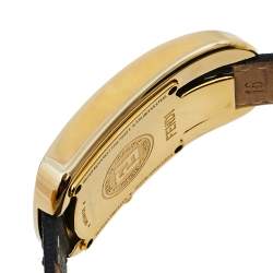 Pre Owned Fendi Yellow Gold Plated Stainless Steel Leather Chameleon 30000M Women's Wristwatch 29 mm