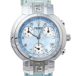 Pre Owned Fendi Mother Of Pearl Stainless Steel & Leather 4500L Women's Wristwatch 32 mm
