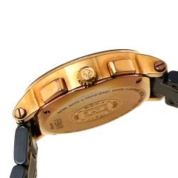 Pre Owned Fendi Black Ceramic & Gold Tone Stainless Steel Chrono 6700G Women's Wristwatch 38 mm