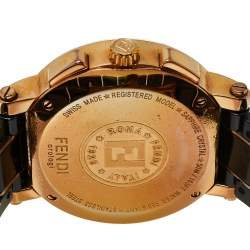 Pre Owned Fendi Black Ceramic & Gold Tone Stainless Steel Chrono 6700G Women's Wristwatch 38 mm