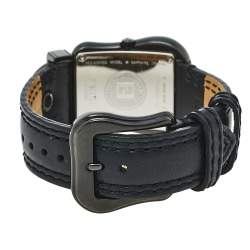 Pre Owned Fendi Black PVD Coated Stainless Steel Leather B.Fendi 3800G Women's Wristwatch 33 mm