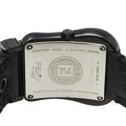 Pre Owned Fendi Black PVD Coated Stainless Steel Leather B.Fendi 3800G Women's Wristwatch 33 mm
