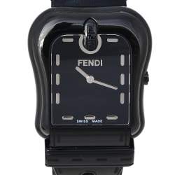 Pre Owned Fendi Black PVD Coated Stainless Steel Leather B.Fendi 3800G Women's Wristwatch 33 mm