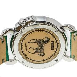 Pre Owned Fendi Black Stainless Steel Leather Selleria 8100M Women's Wristwatch 37 mm