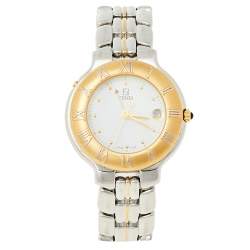 Pre Owned Fendi White Two-Tone Stainless Steel 920G Women's Wristwatch 36 mm