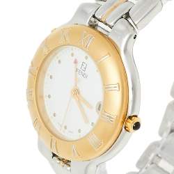 Pre Owned Fendi White Two-Tone Stainless Steel 920G Women's Wristwatch 36 mm