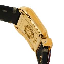 Pre Owned Fendi Black Gold Tone Stainless Steel Leather 3800L Women's Wristwatch 23 mm