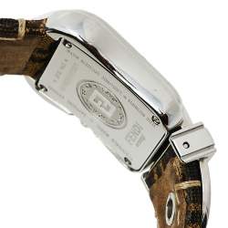 مملوكة مسبقًا ساعة يد نسائية فندي بي فندي 3800L كانفاس ستانلس ستيل سوداء 23 مم