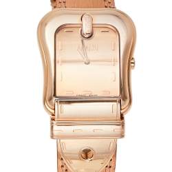 Pre Owned Fendi Rose Gold Plated Stainless Steel and Leather B.Fendi 3800G Women's Wristwatch 33 mm
