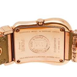 Pre Owned Fendi Rose Gold Plated Stainless Steel and Leather B.Fendi 3800G Women's Wristwatch 33 mm