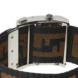 مملوكة مسبقًا Fendi Cream Stainless Steel and Canvas Diamond Zip Code 1120L Women's Wristwatch 38 mm