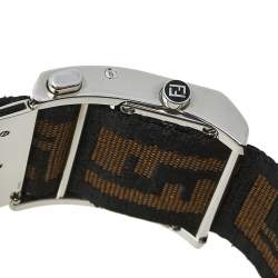 مملوكة مسبقًا Fendi Cream Stainless Steel and Canvas Diamond Zip Code 1120L Women's Wristwatch 38 mm