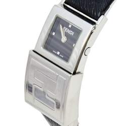 Pre Owned Fendi White/Black Stainless Steel Leather Secret 5500L Women's Wristwatch 20 mm x 37 mm