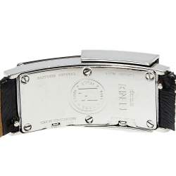 Pre Owned Fendi White/Black Stainless Steel Leather Secret 5500L Women's Wristwatch 20 mm x 37 mm