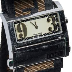 مملوكة مسبقًا Fendi Cream Stainless Steel FF Canvas Zip Code 1120L Women's Wristwatch 38 mm