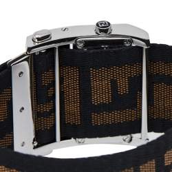 مملوكة مسبقًا Fendi Cream Stainless Steel FF Canvas Zip Code 1120L Women's Wristwatch 38 mm