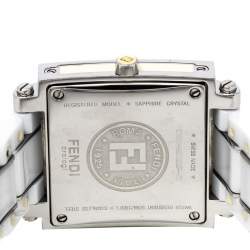Fendi White Ceramic And Stainless Steel Diamonds Quadro 6200G Women's Wristwatch 30 mm
