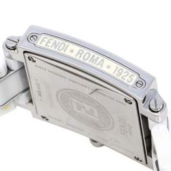 Fendi White Ceramic And Stainless Steel Diamonds Quadro 6200G Women's Wristwatch 30 mm