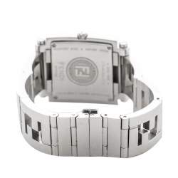 Pre Owned Fendi Silver White Stainless Steel Quadro 6000G Women's Wristwatch 30 mm