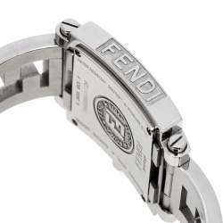 Pre Owned Fendi Silver White Stainless Steel Quadro 6000G Women's Wristwatch 30 mm