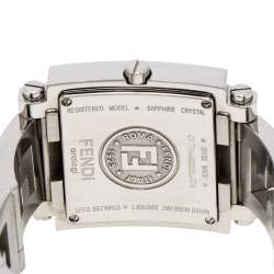 Pre Owned Fendi Silver White Stainless Steel Quadro 6000G Women's Wristwatch 30 mm